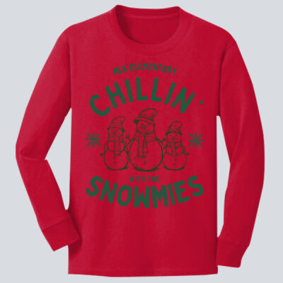 Youth Long Sleeve Shirt - Winter - Chillin With The Snowmies Green Thumbnail