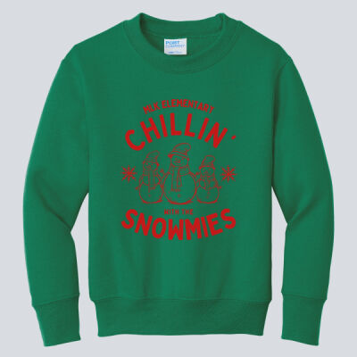 Youth Crewneck - Winter - Chillin With The Snowmies Red Thumbnail