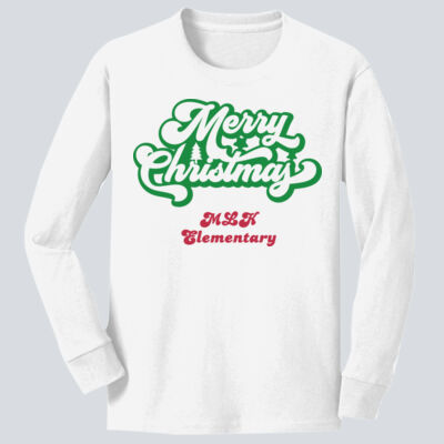 Youth Long Sleeve Shirt - Winter - Merry Christmas Red and Green  Thumbnail
