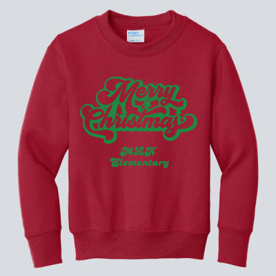 Youth Crewneck - Winter - Merry Christmas Green Thumbnail