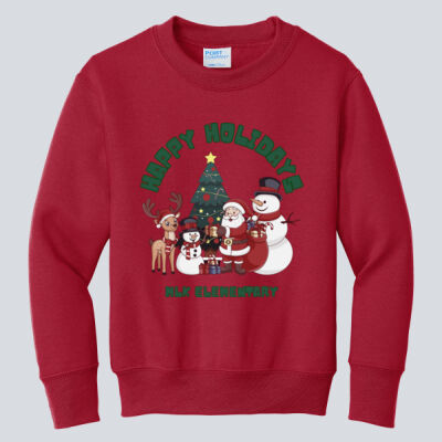 Youth Crewneck - Winter - Happy Holidays Green Thumbnail